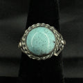 Estate Sterling Silver Ring Round Turquoise Size 5 925