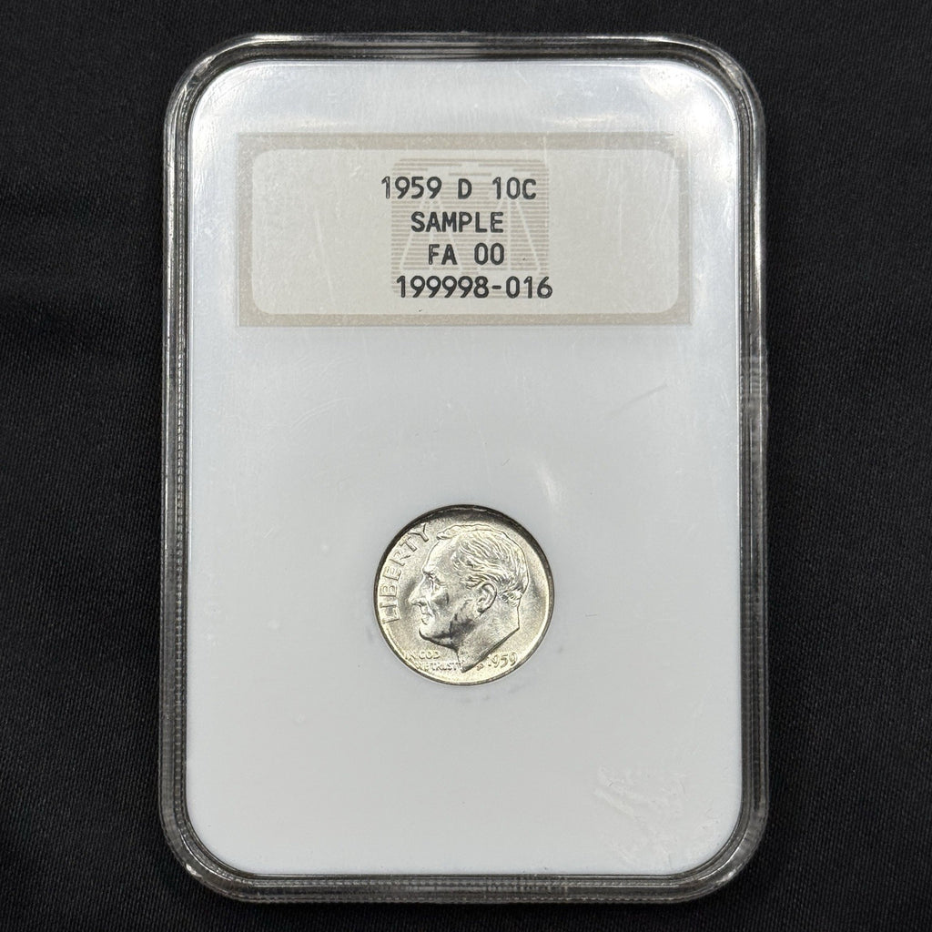 1959-D Roosevelt Dime NGC Sample FA00 Old Fatty Holder