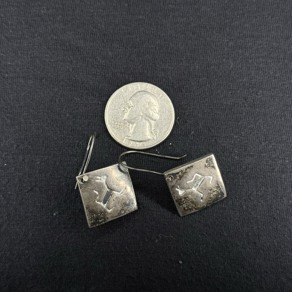 Mexico Estate Sterling Silver Earrings Dog Cat TV-114 925