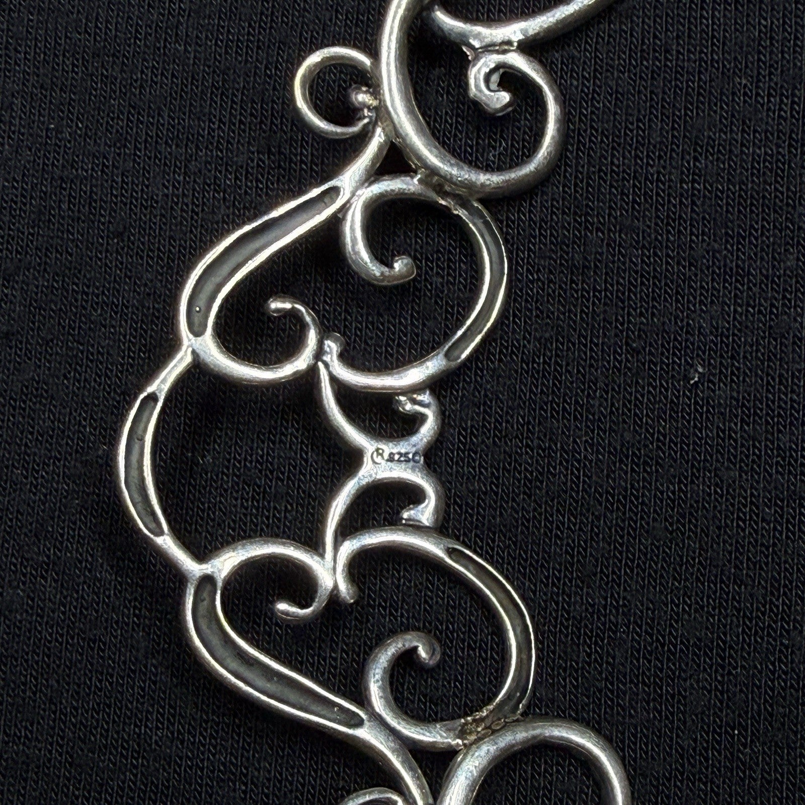 Estate Carolyn Pollack Sterling Silver Scroll Necklace 19IN 925