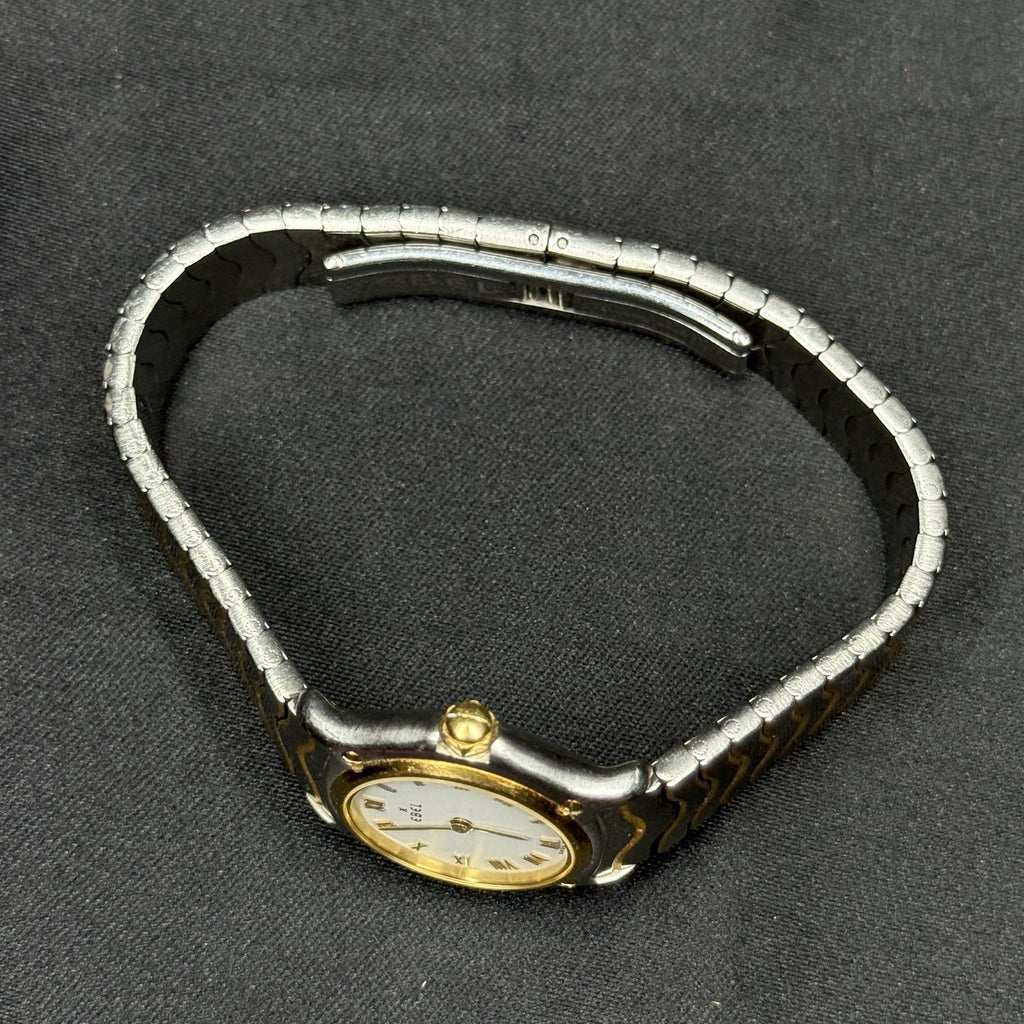 Ebel Classic Wave 1157111 18k SS Two Tone White Dial Gold Bezel Watch Women's