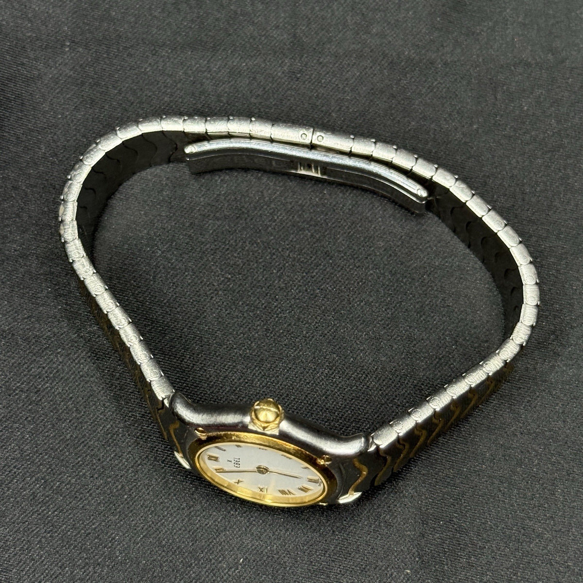 Ebel Classic Wave 1157111 18k SS Two Tone White Dial Gold Bezel Watch Women's