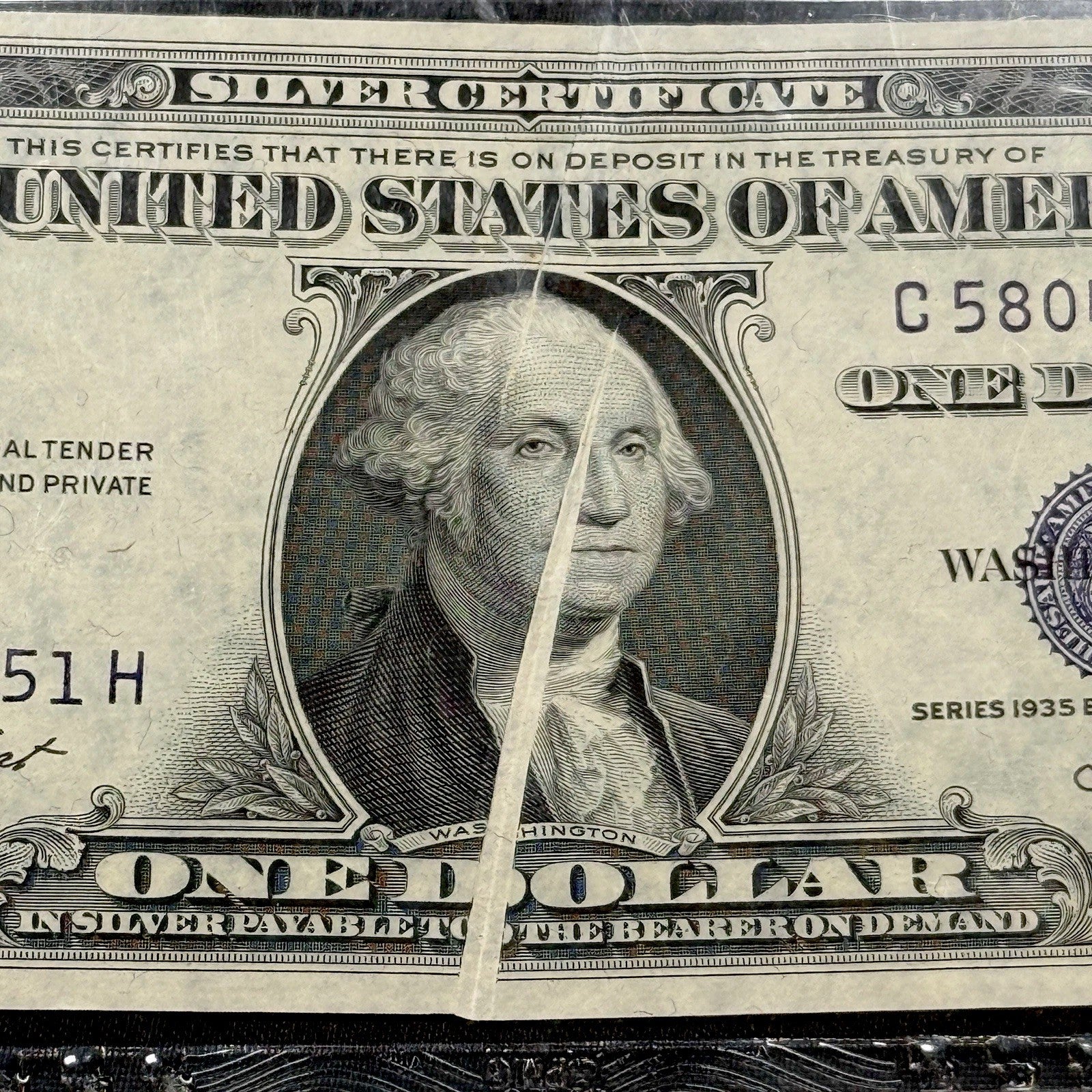 1935E $1 Silver Certificate ERROR Fr 1614 PMG 63 Gutter Fold Choice UNC Note