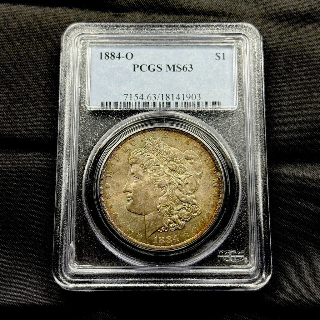 1884-O Morgan Dollar PCGS MS63 Dual Side Toned Blue Label