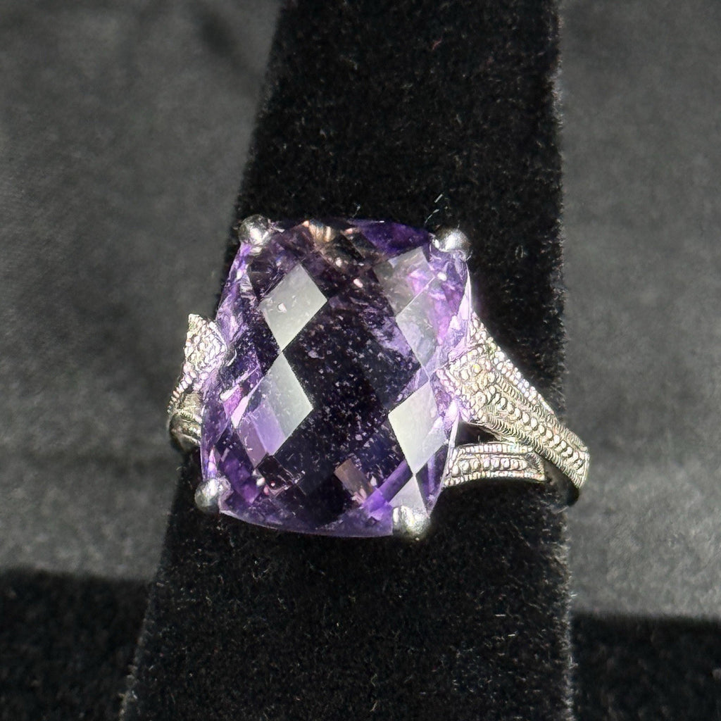 Estate Sterling Silver Ring Purple Amethyst 925 Size 7