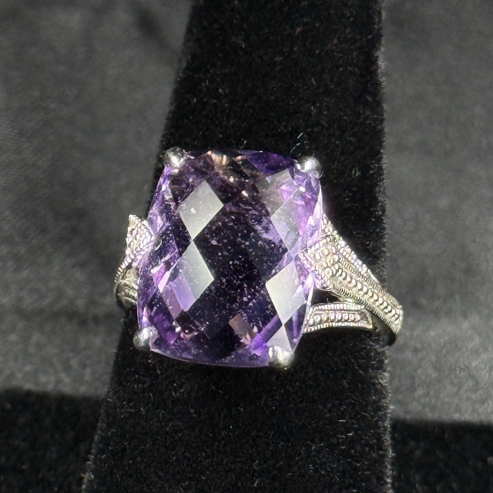 Estate Sterling Silver Ring Purple Amethyst 925 Size 7