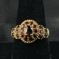 Estate Sterling Silver Ring Orange Stones Cluster Gold Vermeil 925 Size 8