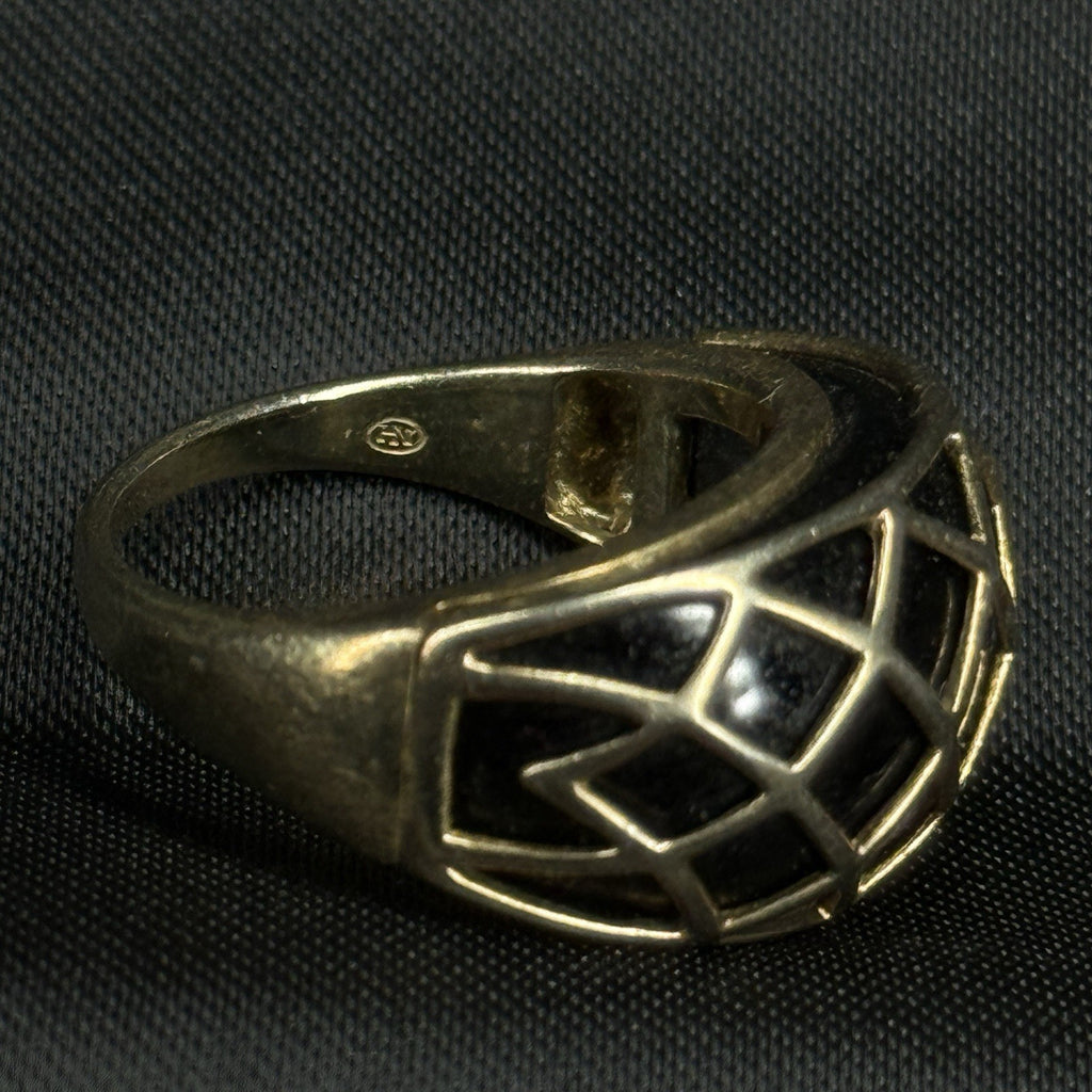 Estate Sterling Silver Ring Black Onyx Gold Wash Size 6.5 925