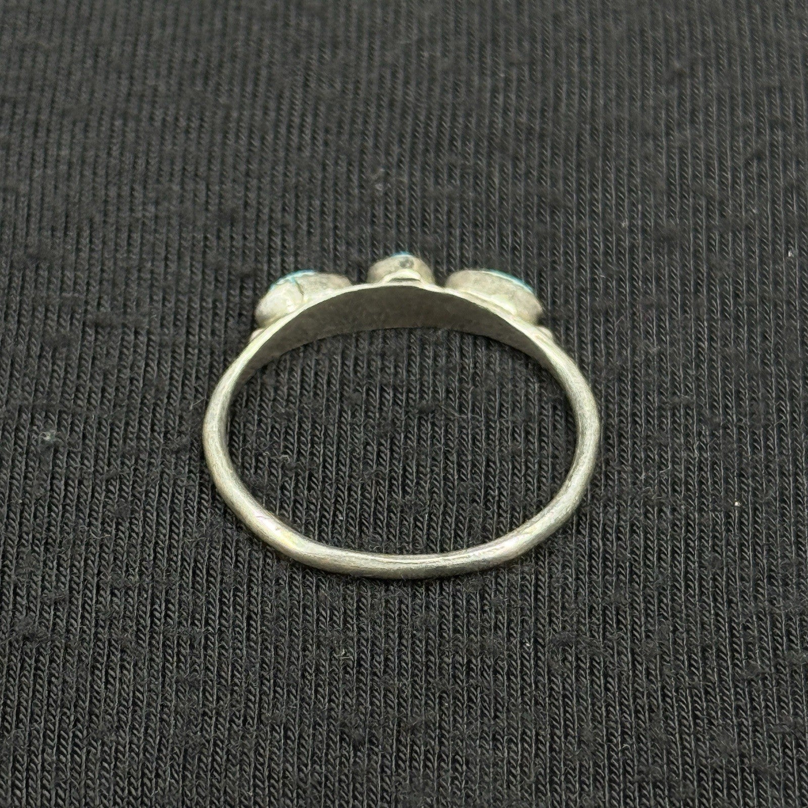 Native 3 Turquoise Band Sterling Silver Ring Size 7.5 925