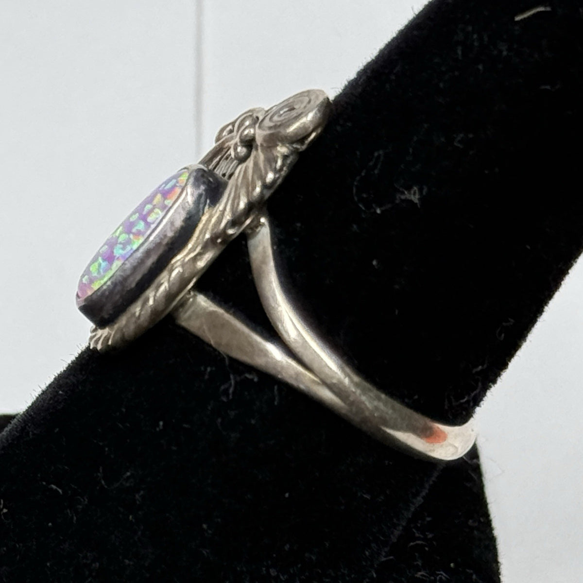 Native American Style Sterling Silver Ring Pink Opal 925 Size 7 Unsigned