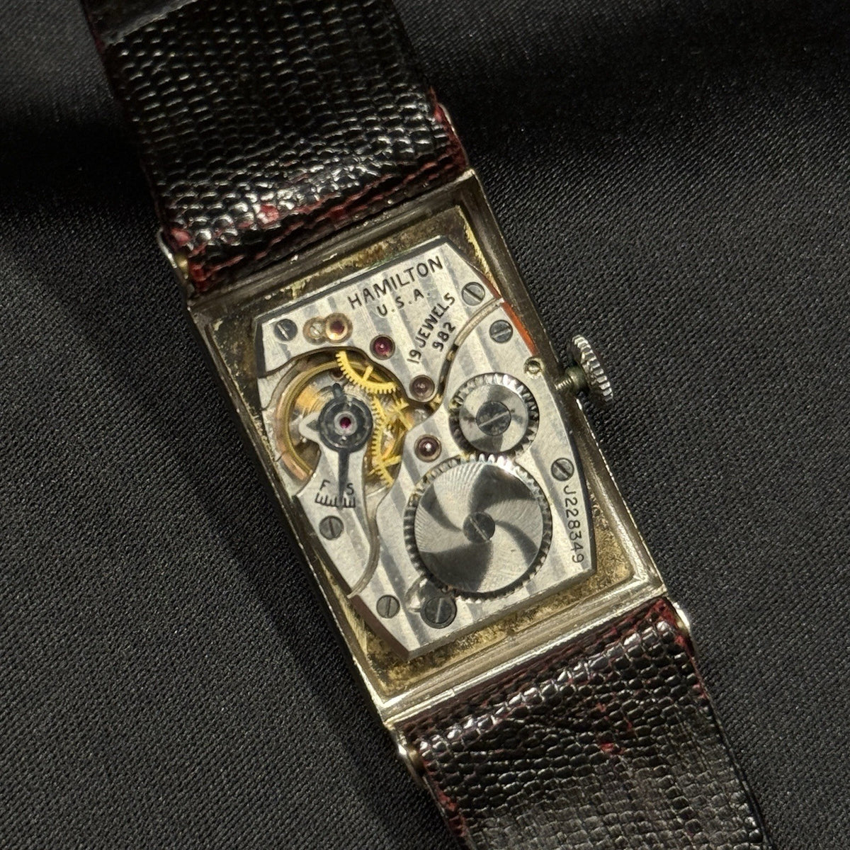 Estate Hamilton Platinum Manual Wind Diamond Dial Men's Wrist Watch 19J