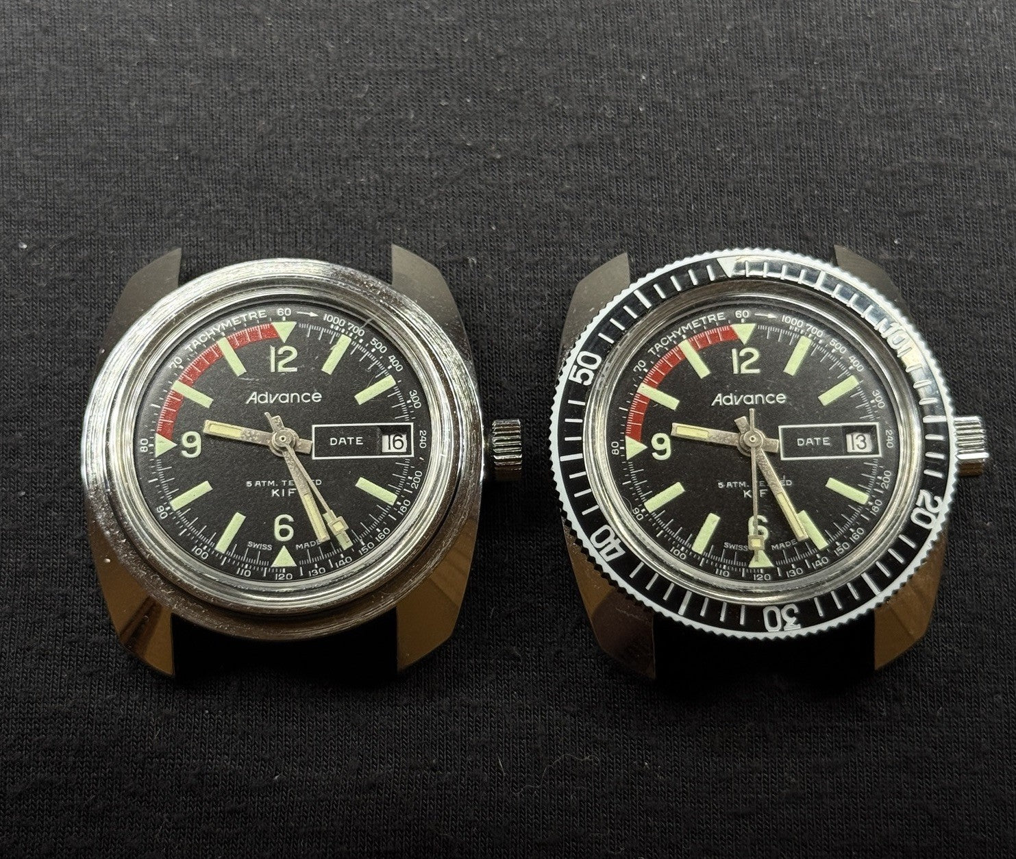 Two Vintage Advance Skin Diver Watches ATM KIF New Old Stock