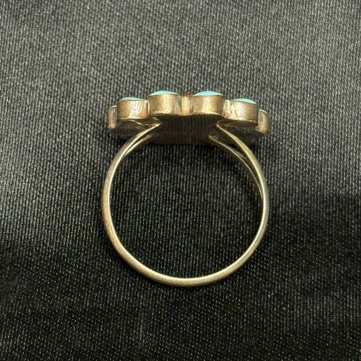 Native American Sterling Silver Ring Inlay Sun Face Signed Rotiero Vacit Sz 6.5