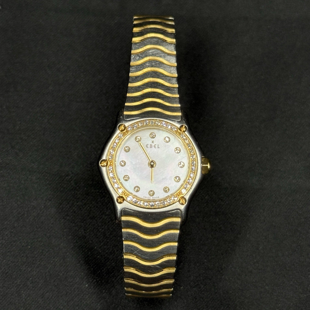 Ebel Classic Wave 1157114 18k SS Two Tone MOP Dial Diamond Bezel Watch Women's