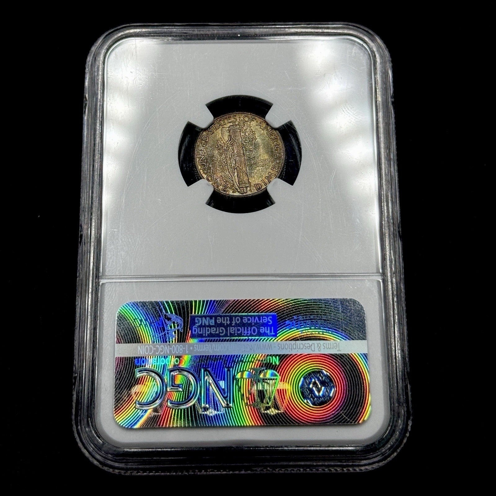 1944-D Mercury Dime NGC MS66 Rainbow Toned Gem BU