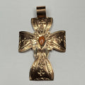 Running Bear Copper Spiny Oyster Stone Cross Pendant Stamped RB 925 Native