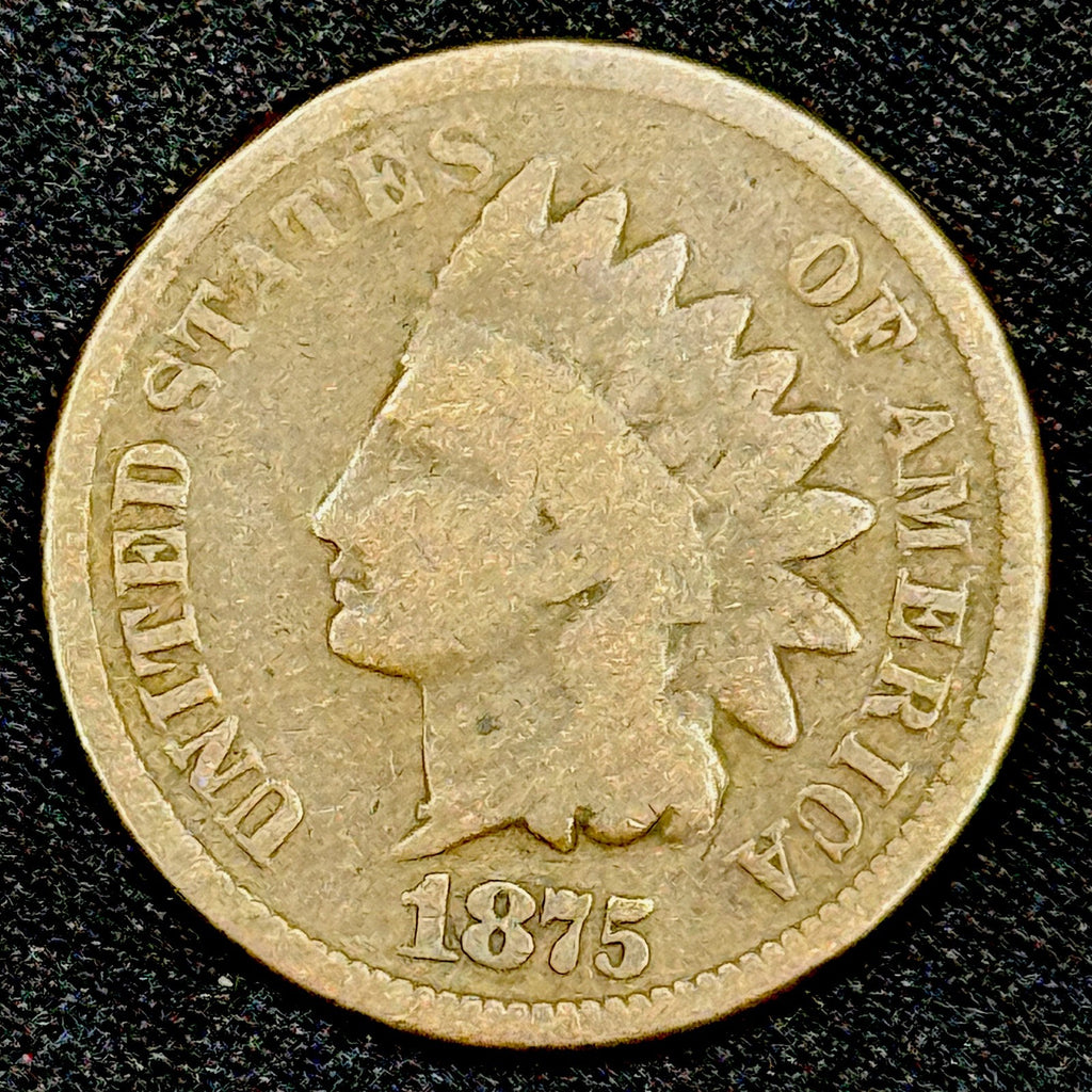 1875 Indian Head Cent Penny Circulated Original Look Semi Key Date