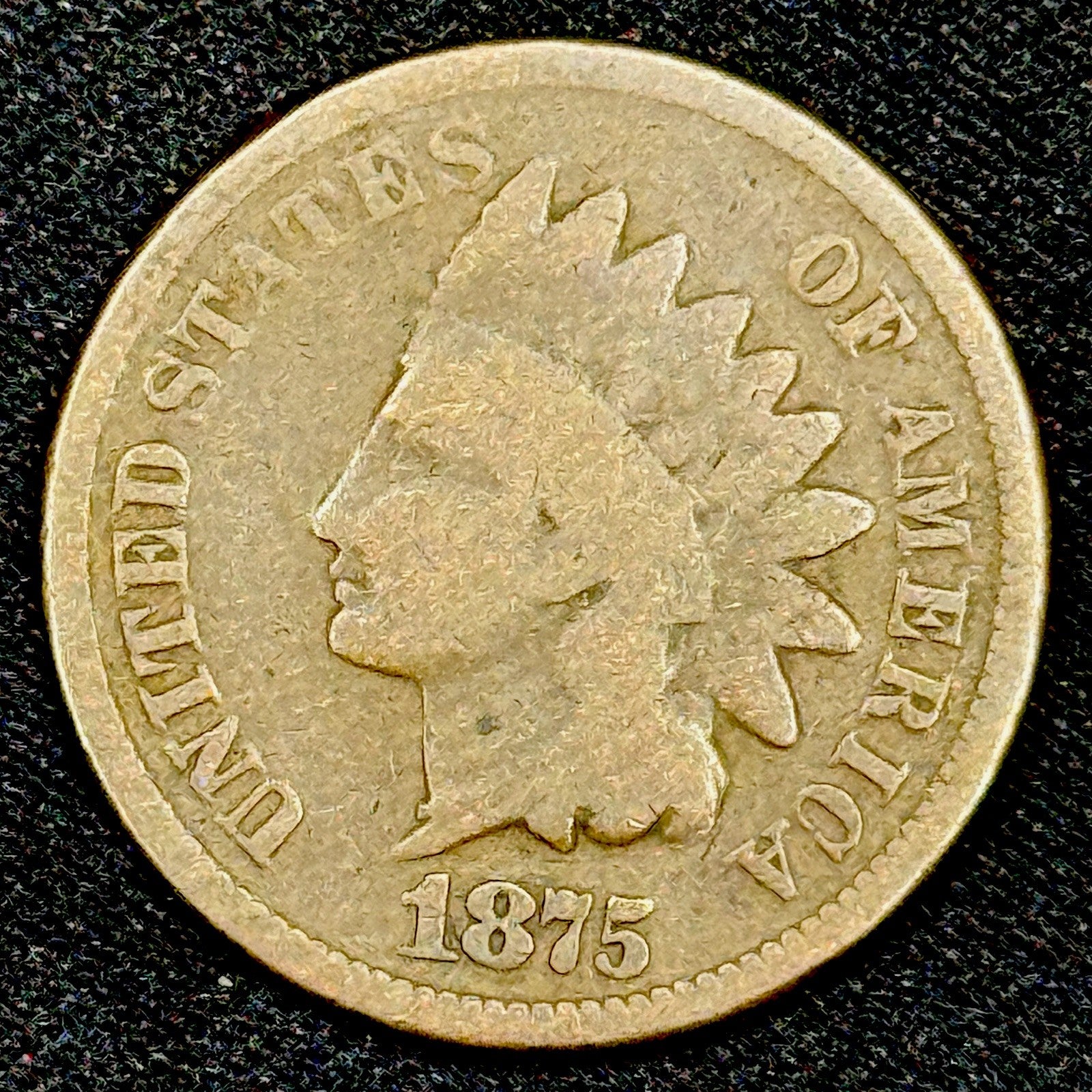 1875 Indian Head Cent Penny Circulated Original Look Semi Key Date