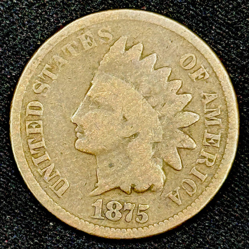 1875 Indian Head Cent Penny Circulated Original Look Semi Key Date