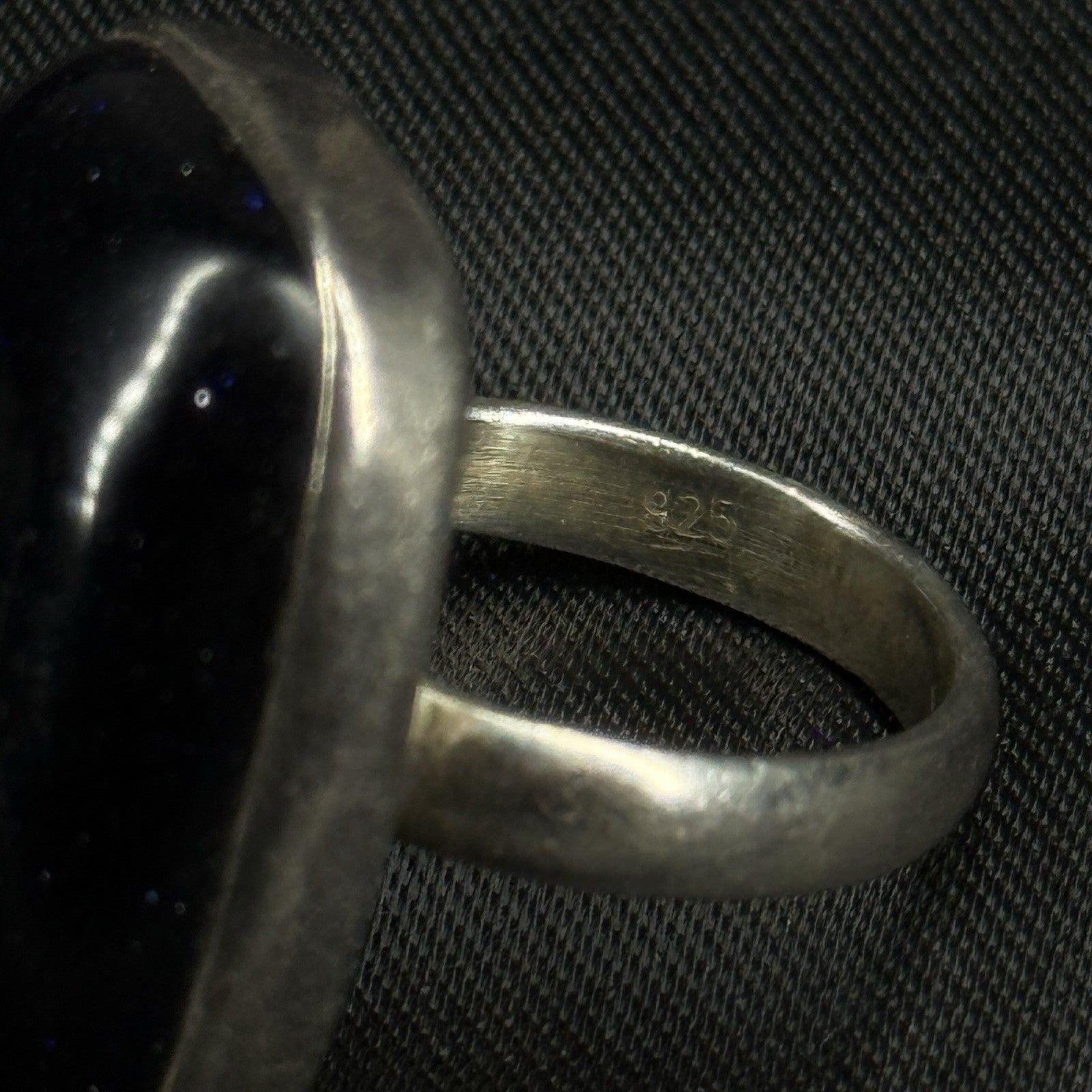 Estate Sterling Silver Ring Blue Sand Stone Size 5 925