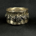 Estate Sterling Silver Ring floral Wide Band Size 6.75 925