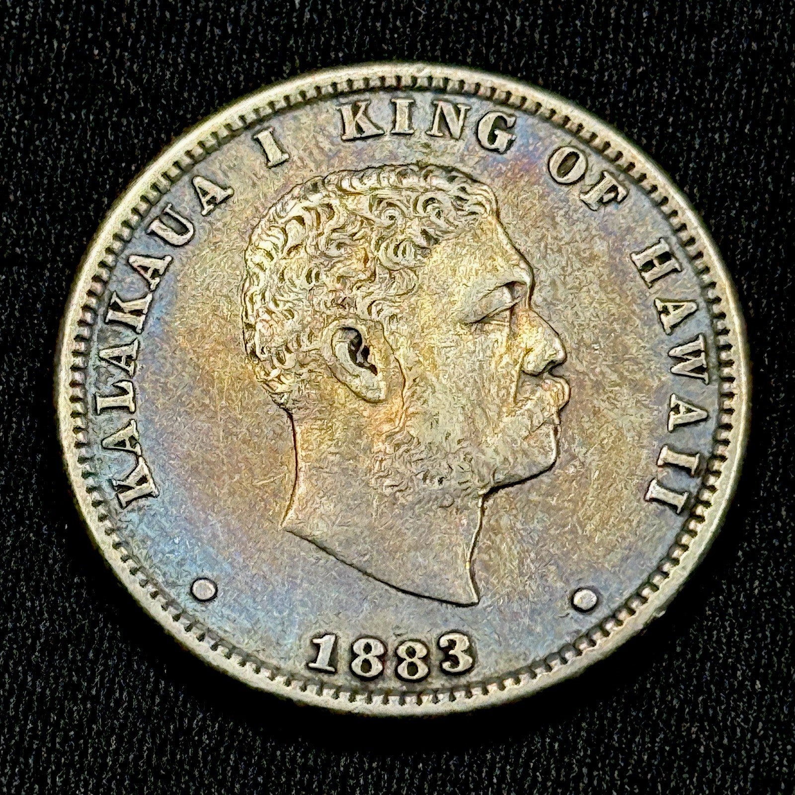 1883 Hawaii Quarter Dollar 25 Cents Kalakaua XF Toned Attractive Coin