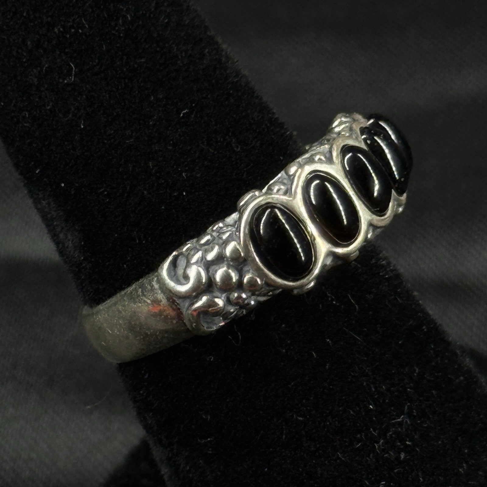 Estate Sterling Silver Ring Black Oynx Carolyn Pollock Size 6 925