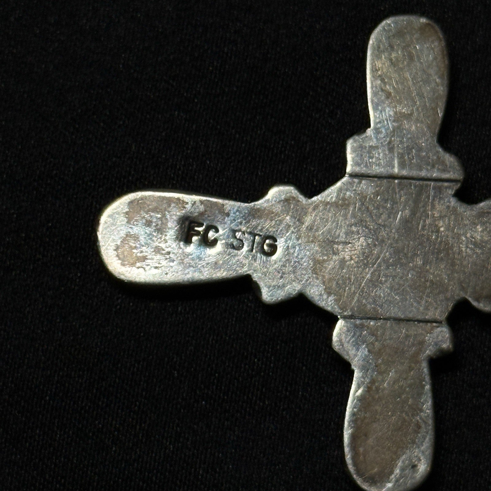 Large Native American Navajo Sterling Silver Pendant FC STG Signed