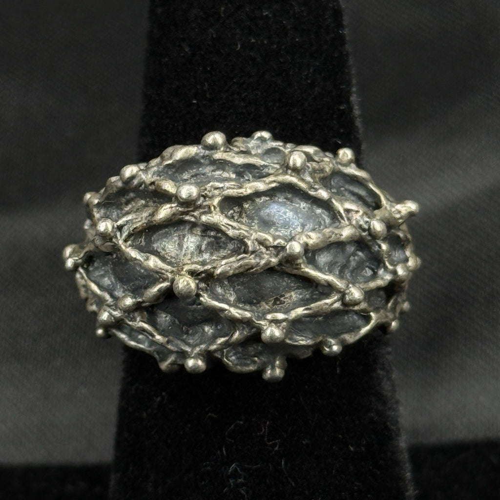 Estate Sterling Silver Ring Brutalist Size 5 925