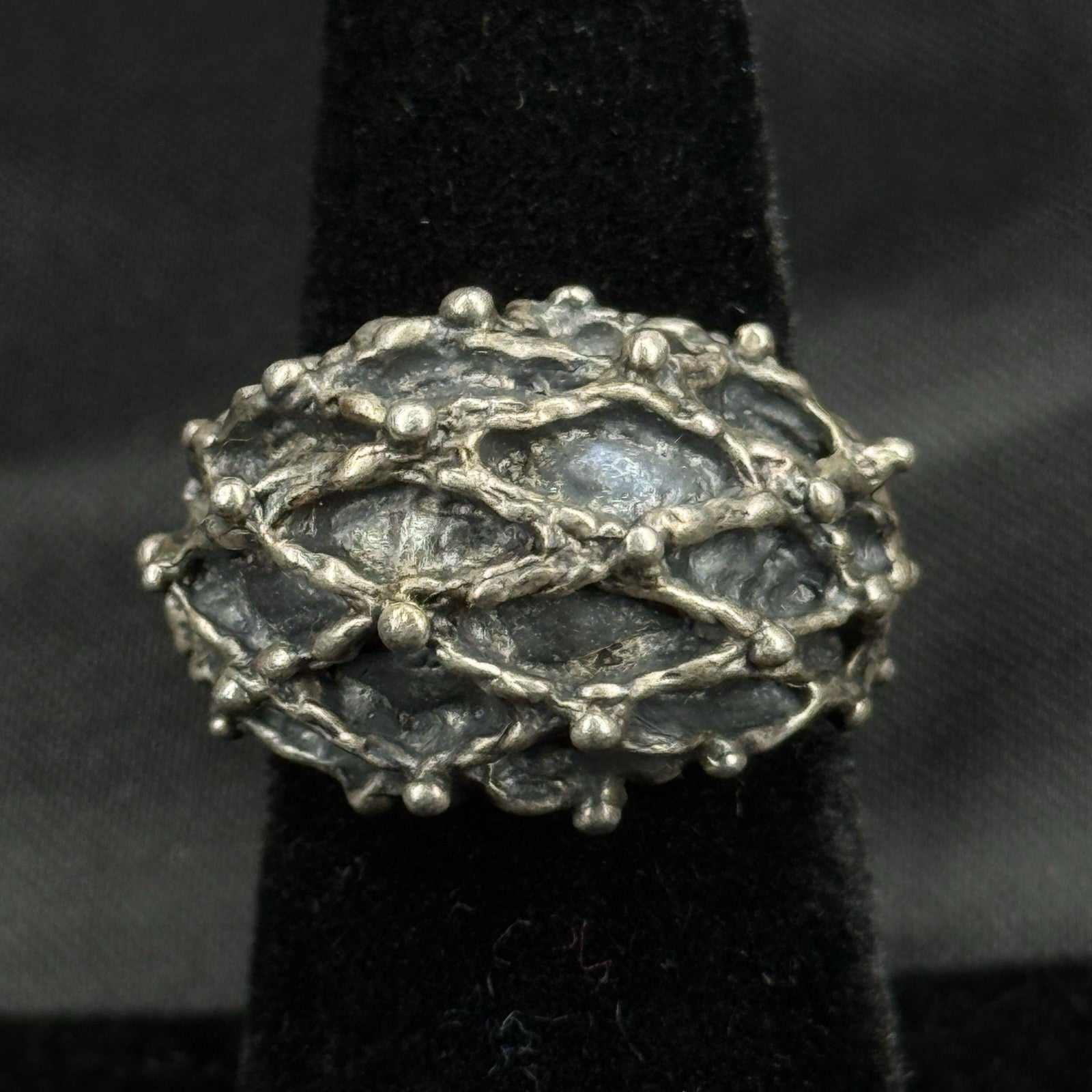Estate Sterling Silver Ring Brutalist Size 5 925