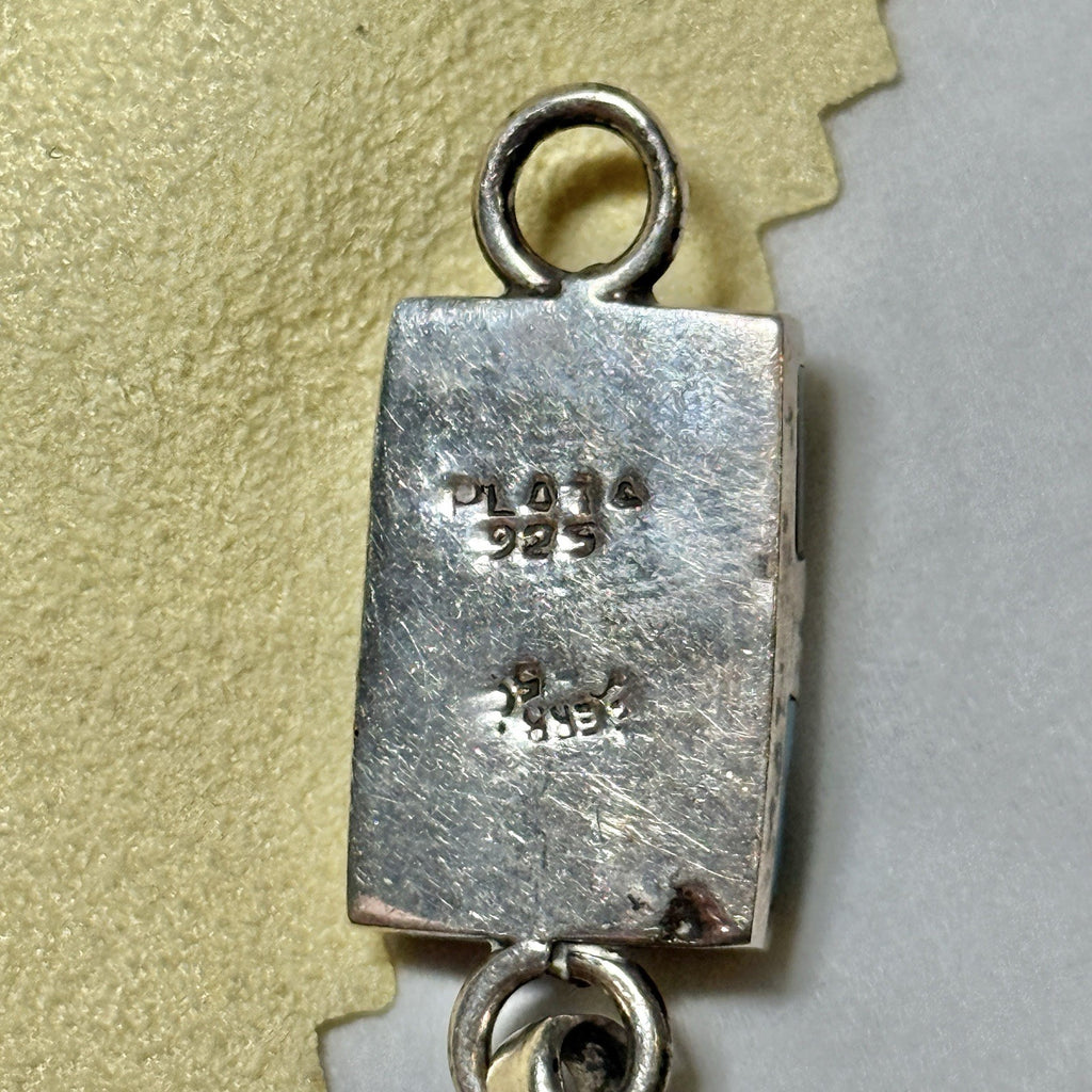 Vintage Mexico 925 Sterling Silver Inlay Cuff Bracelet Signed Plata 925 EBB