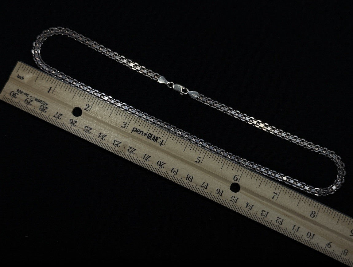 Estate Sterling Silver Bismarck Chino Necklace Chain Vintage 925 16.7 Grams 17IN