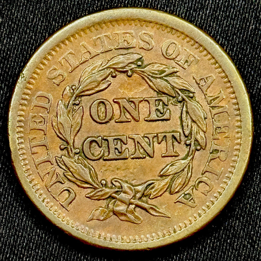 1851 Braided Hair Large Cent AU Details Lustrous Light Rim Bump