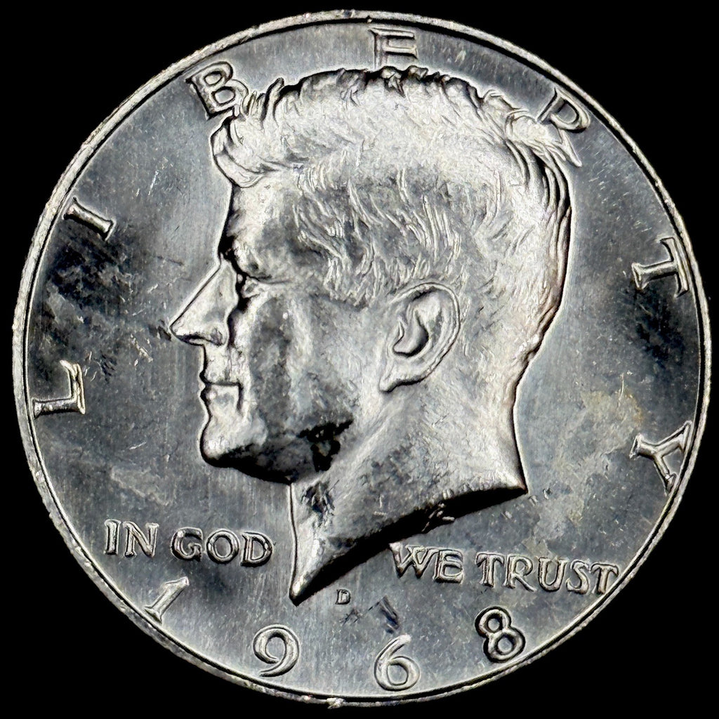 1968-D Kennedy Half Dollar Silver Uncirculated Gem Deep Proof Like Obverse
