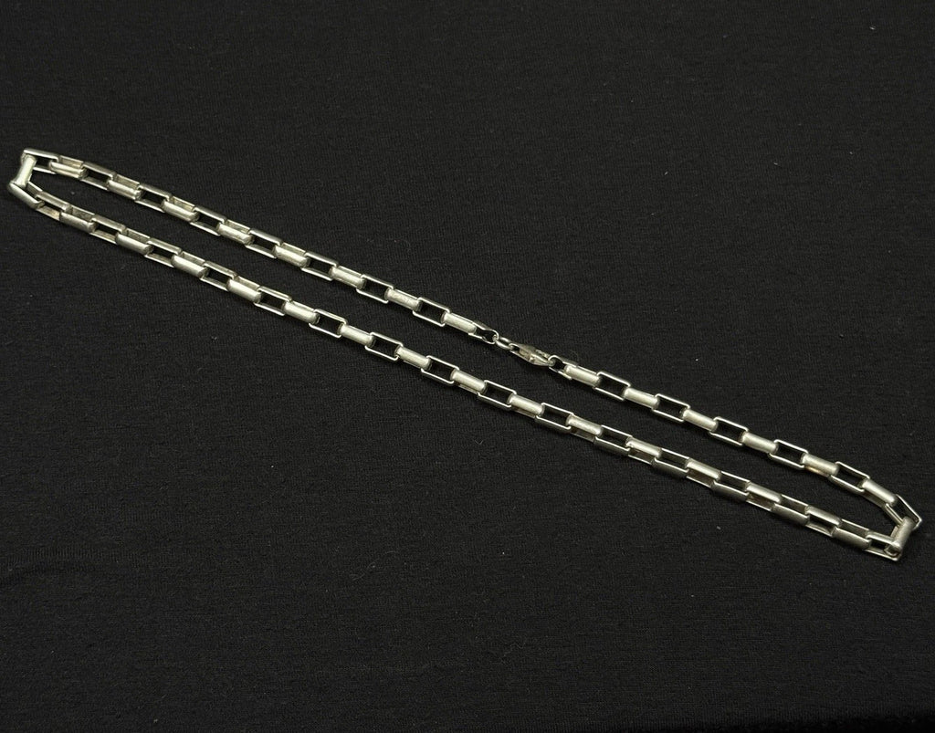 Estate Sterling Silver Elongated Box Link Chain 925  Vintage 41.7 Grams 19.5IN