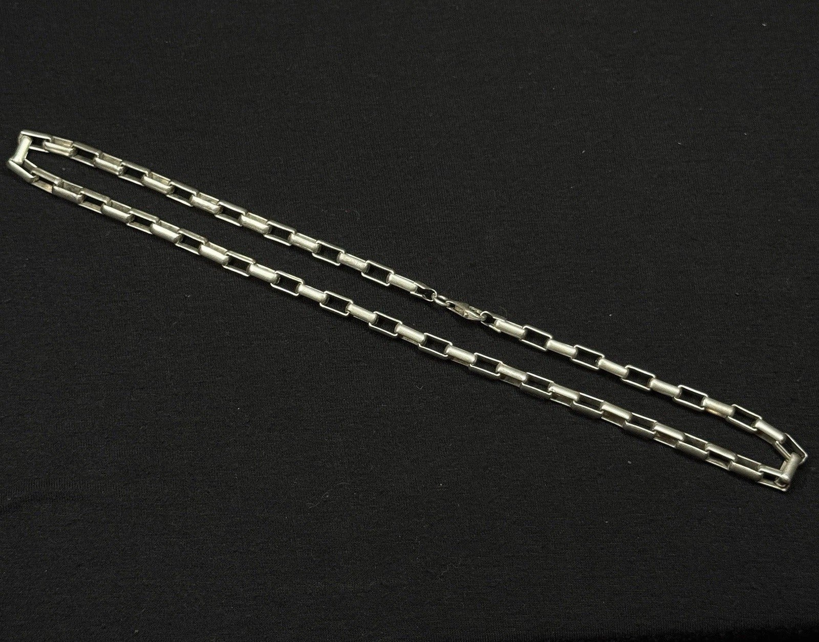 Estate Sterling Silver Elongated Box Link Chain 925  Vintage 41.7 Grams 19.5IN