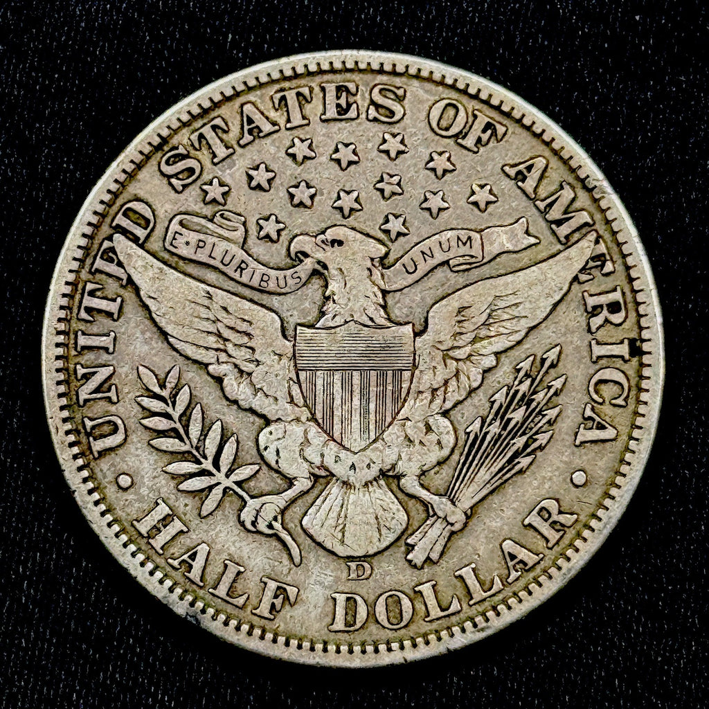 1908-D Barber Half Dollar 50C F-VF Original Silver Type Coin