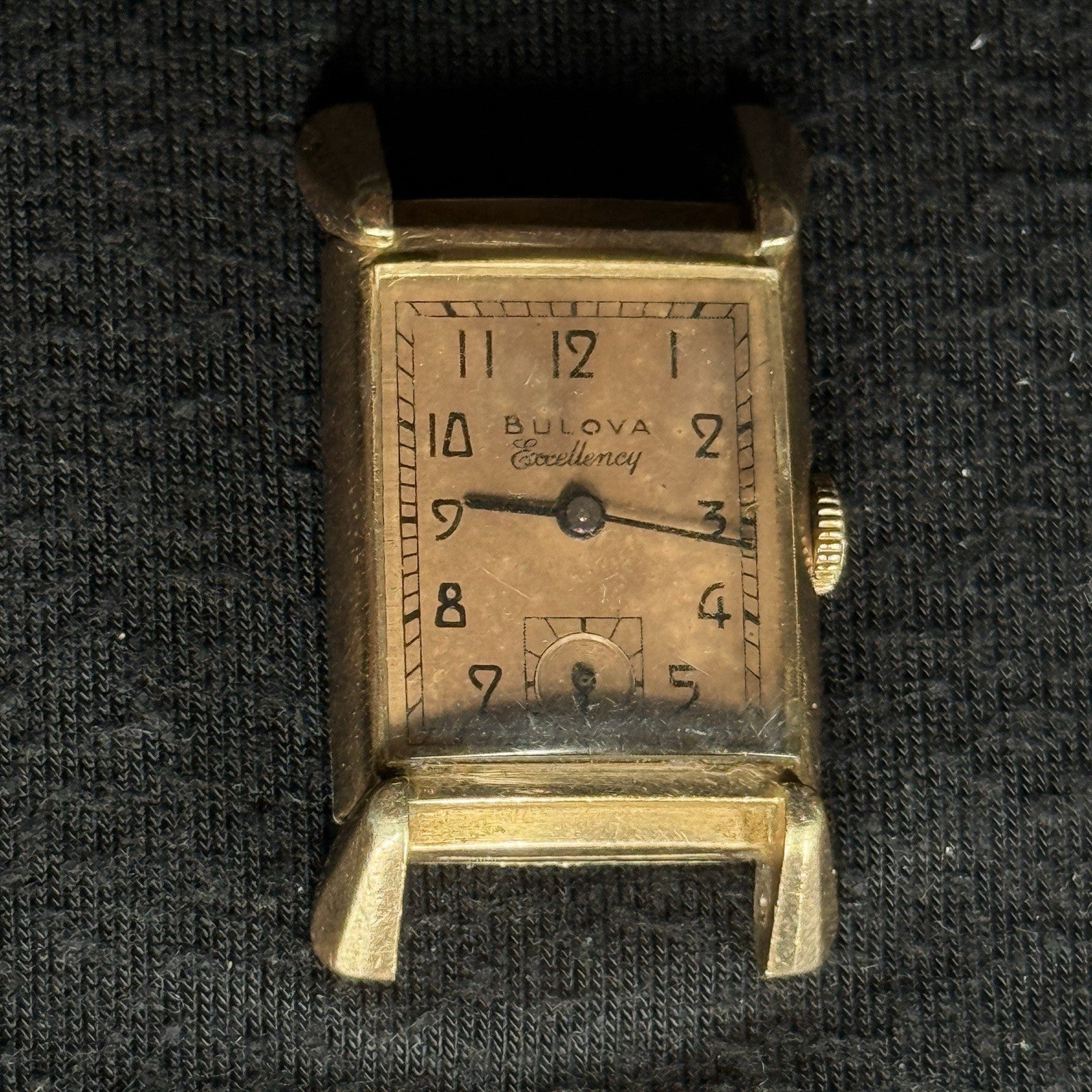 Vintage Rose GF Bulova 14k Gold Filled Tank Watch For Parts Repair 7AK 21J