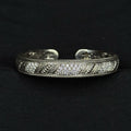 Estate Judith Ripka Sterling Silver Cuff Bracelet Rope Design CZ