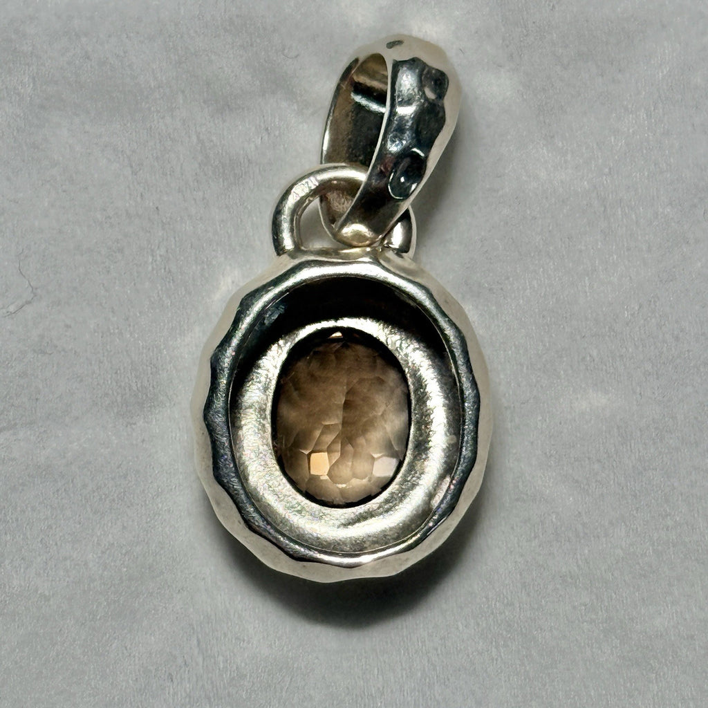 VINTAGE STERLING SILVER SMOKY QUARTZ MILOR ITALY Pendant
