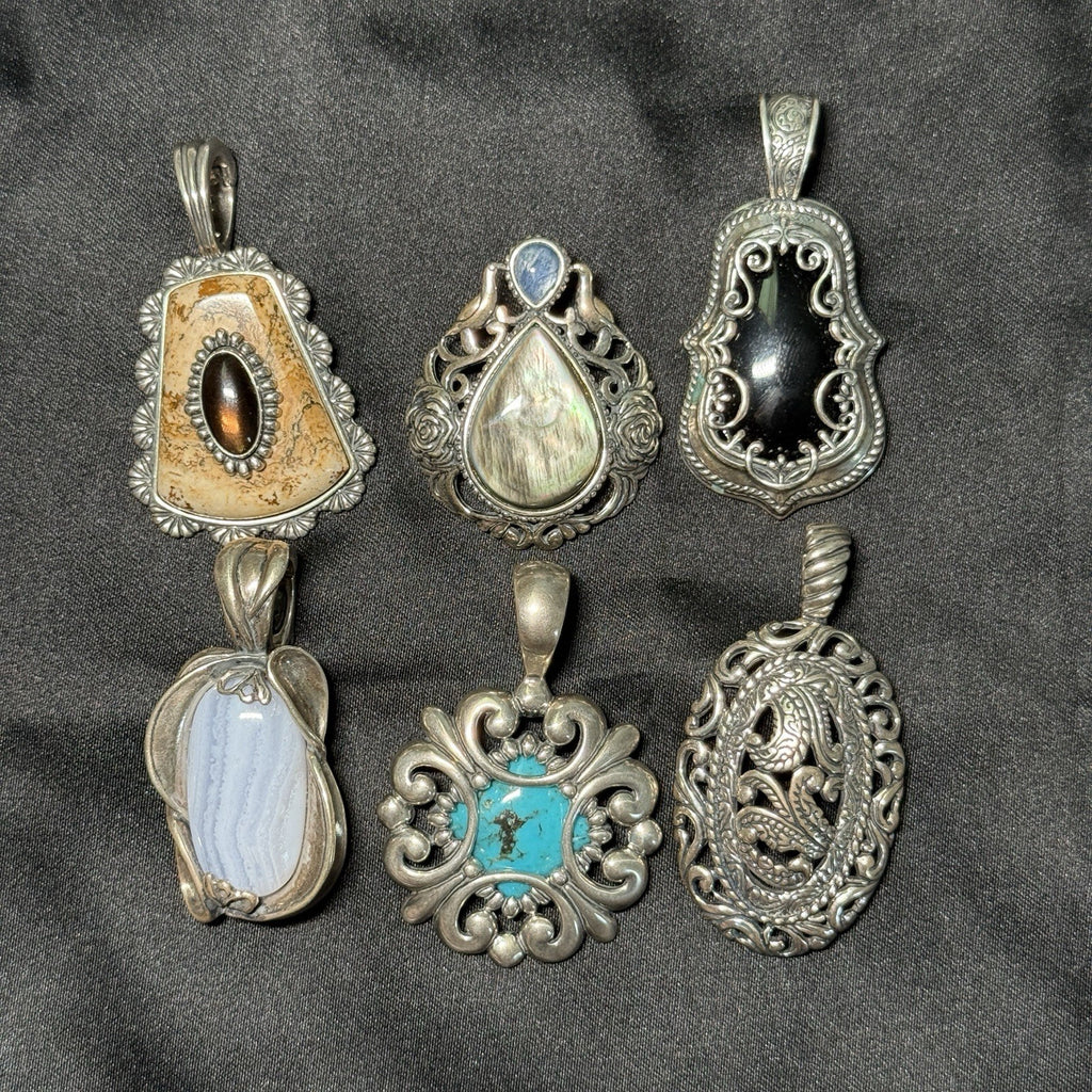 Carolyn Pollack Sterling Silver .925 Mixed Lot Of Large Pendants Lot of 6. 122g