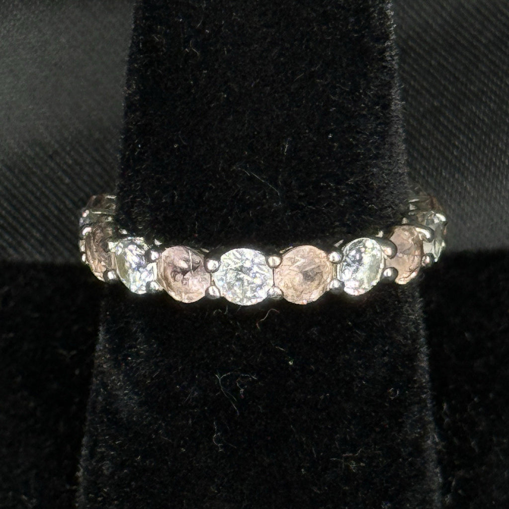Estate Sterling Silver Ring Pink Stone CZ 925 Size 7 Eternity Infinity Band
