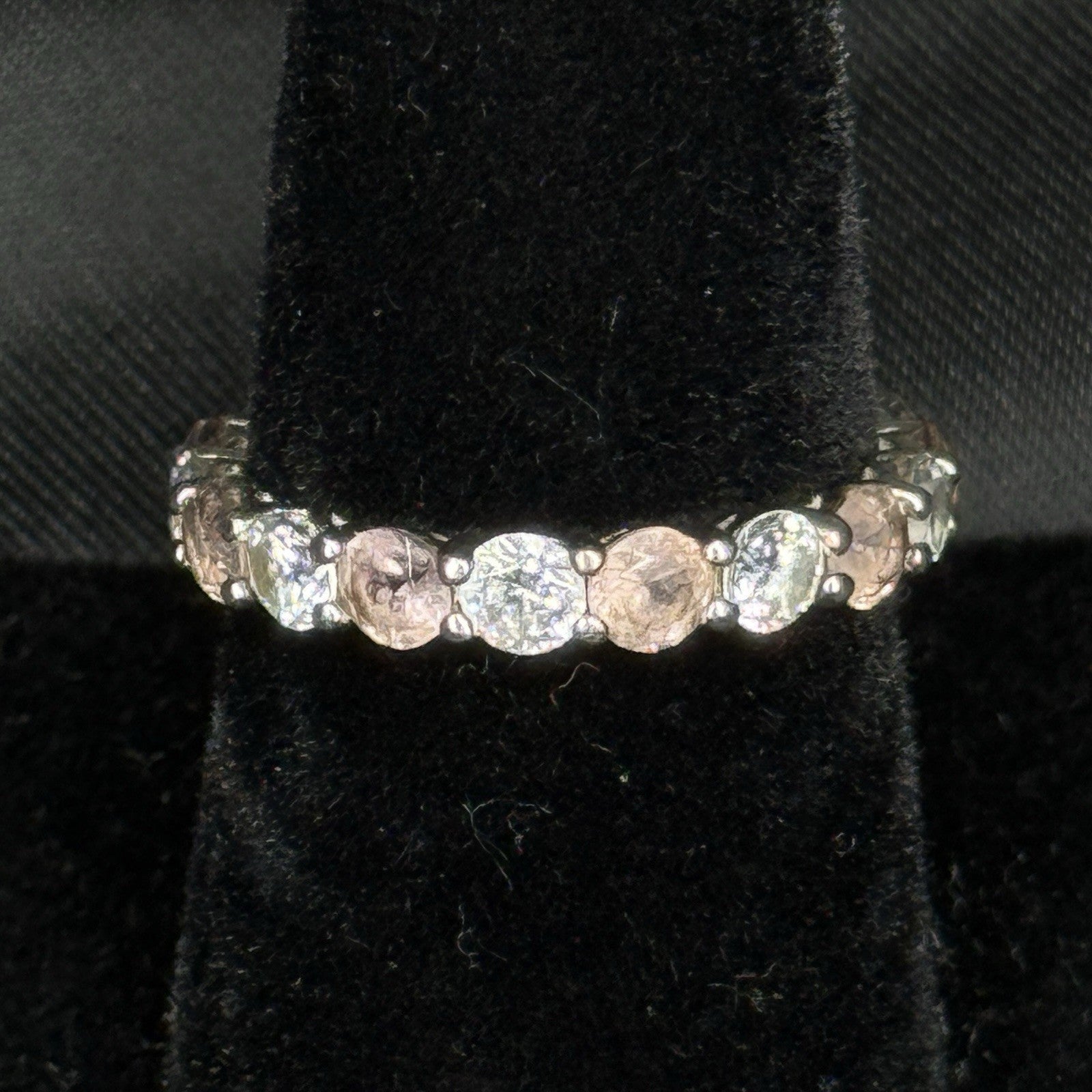 Estate Sterling Silver Ring Pink Stone CZ 925 Size 7 Eternity Infinity Band