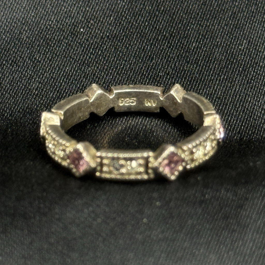 Vintage Avon Sterling Silver Ring Pink Stone CZ 925 Size 5.5 Infinity Band