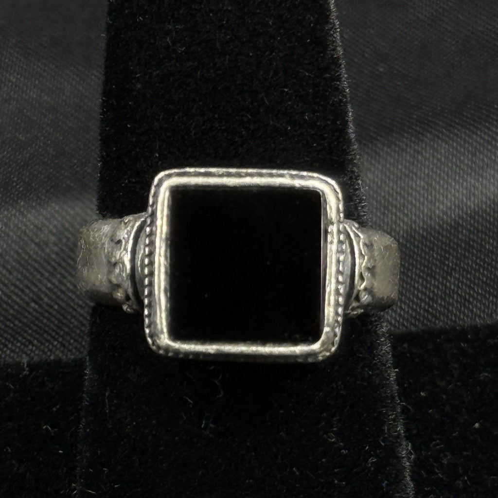 Estate Sterling Silver Ring Square Black Onyx Size 7 925