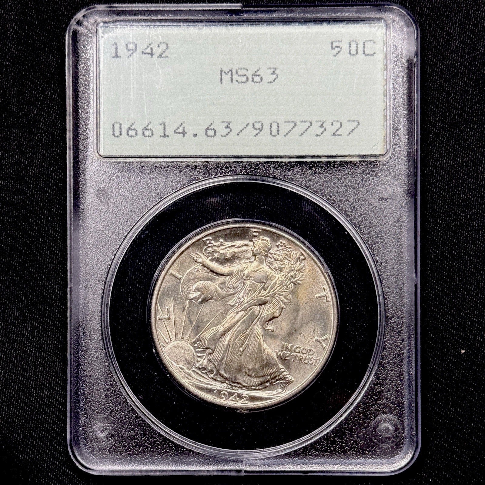 1942 Walking Liberty Half Dollar PCGS MS63 OGH Rattler Early Holder 50C Silver