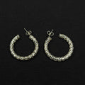 Estate Sterling Silver Earrings Open Work Mesh Hoop Stud 925