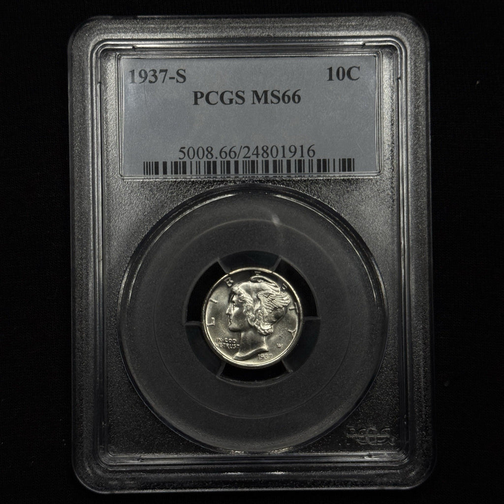 1937-S Mercury Dime Silver PCGS MS66 Blast White Gem Luster