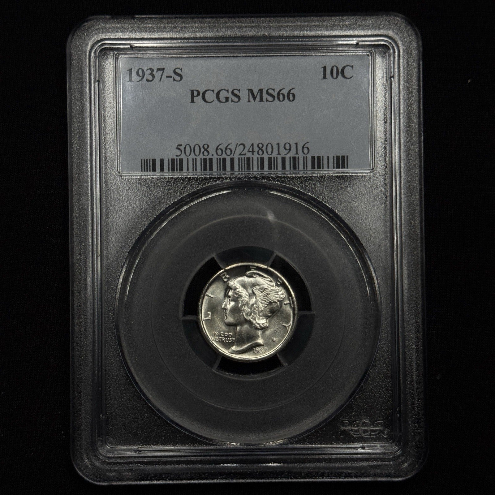 1937-S Mercury Dime Silver PCGS MS66 Blast White Gem Luster