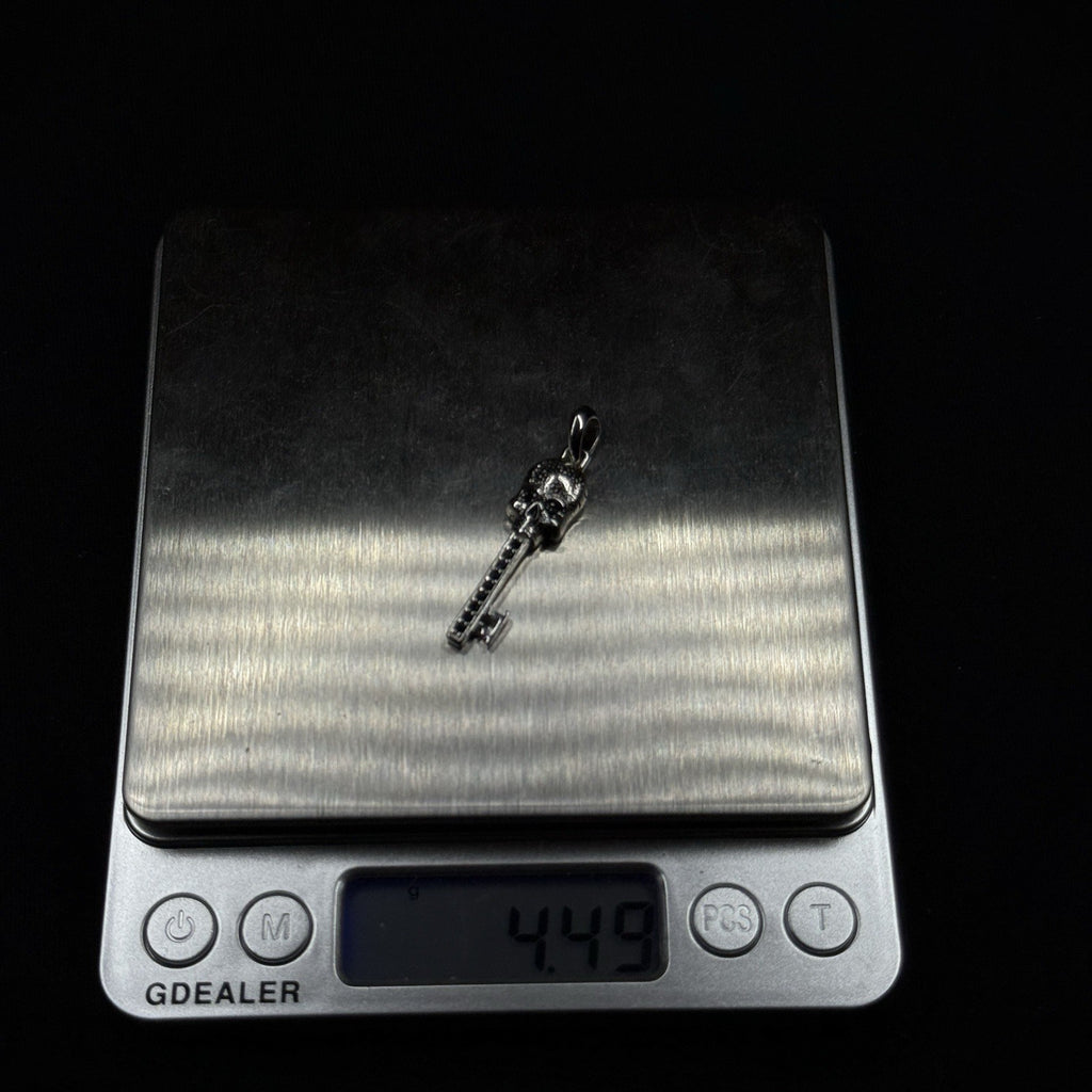 David Yurman Sterling Silver Skull Key Pendant .925 Black Diamonds